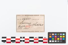 Etikett zu Bronzekahnfibel (NHMW-PRAE-026425)